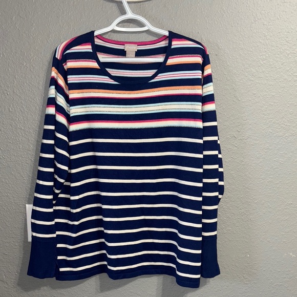CHICOS  Striped Multicolor Women's Sweater - Picture 1 of 4